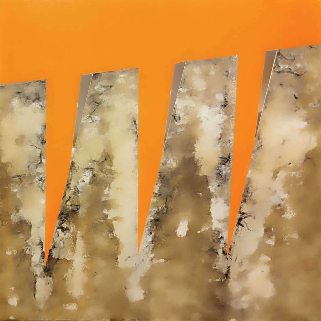 TU i TERAZ - akryl na płótnie, lustro, 70x70 cm, Roman Przewoźnik 2025 r