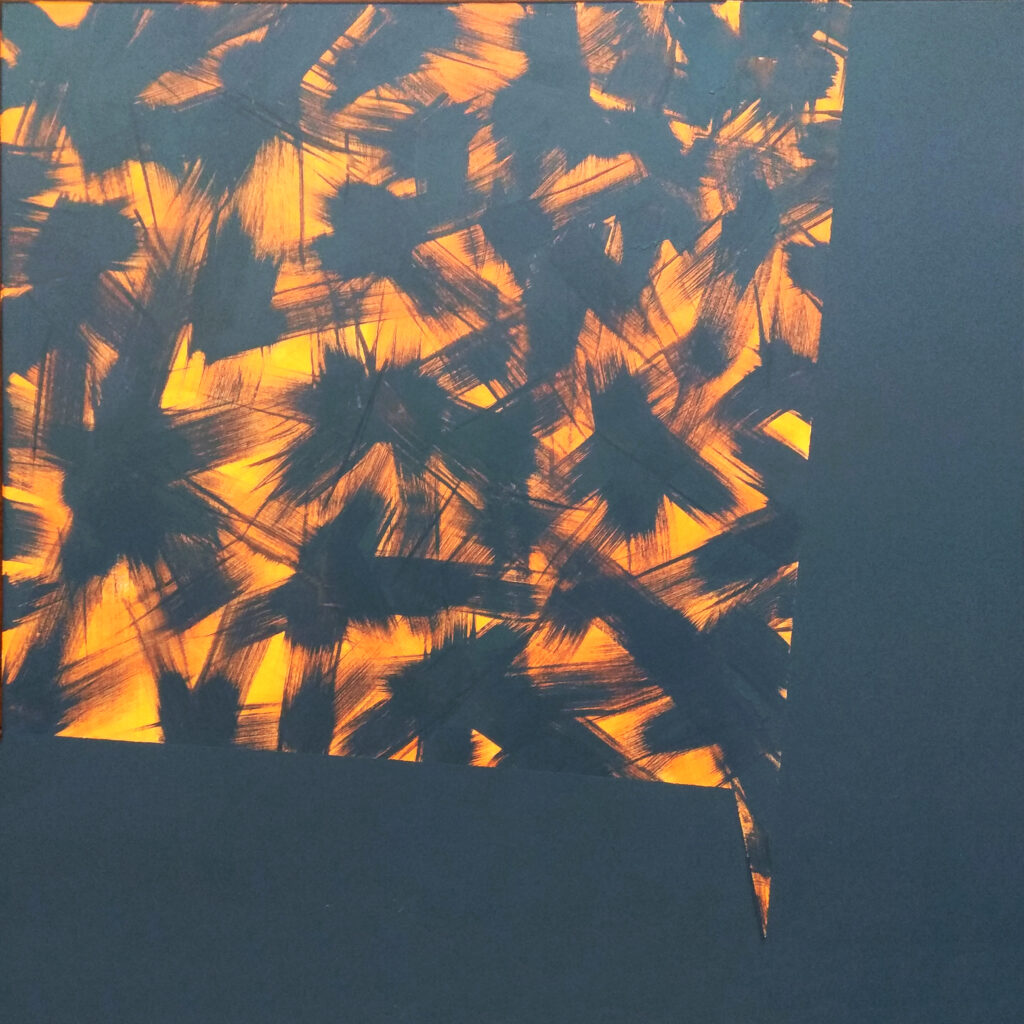"wyzwania", 100x100 cm, akryl na płótnie, 2021 r.