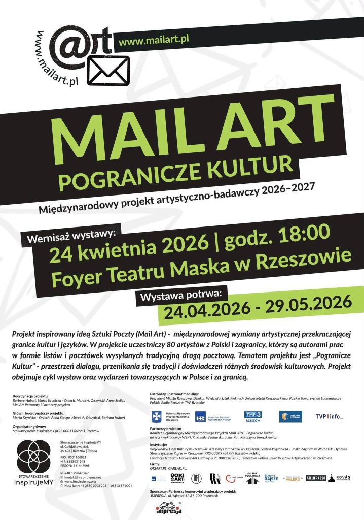 MAILART POGRANICZE KULTUR - wystawa Teatr Maska Rzeszów - plakat